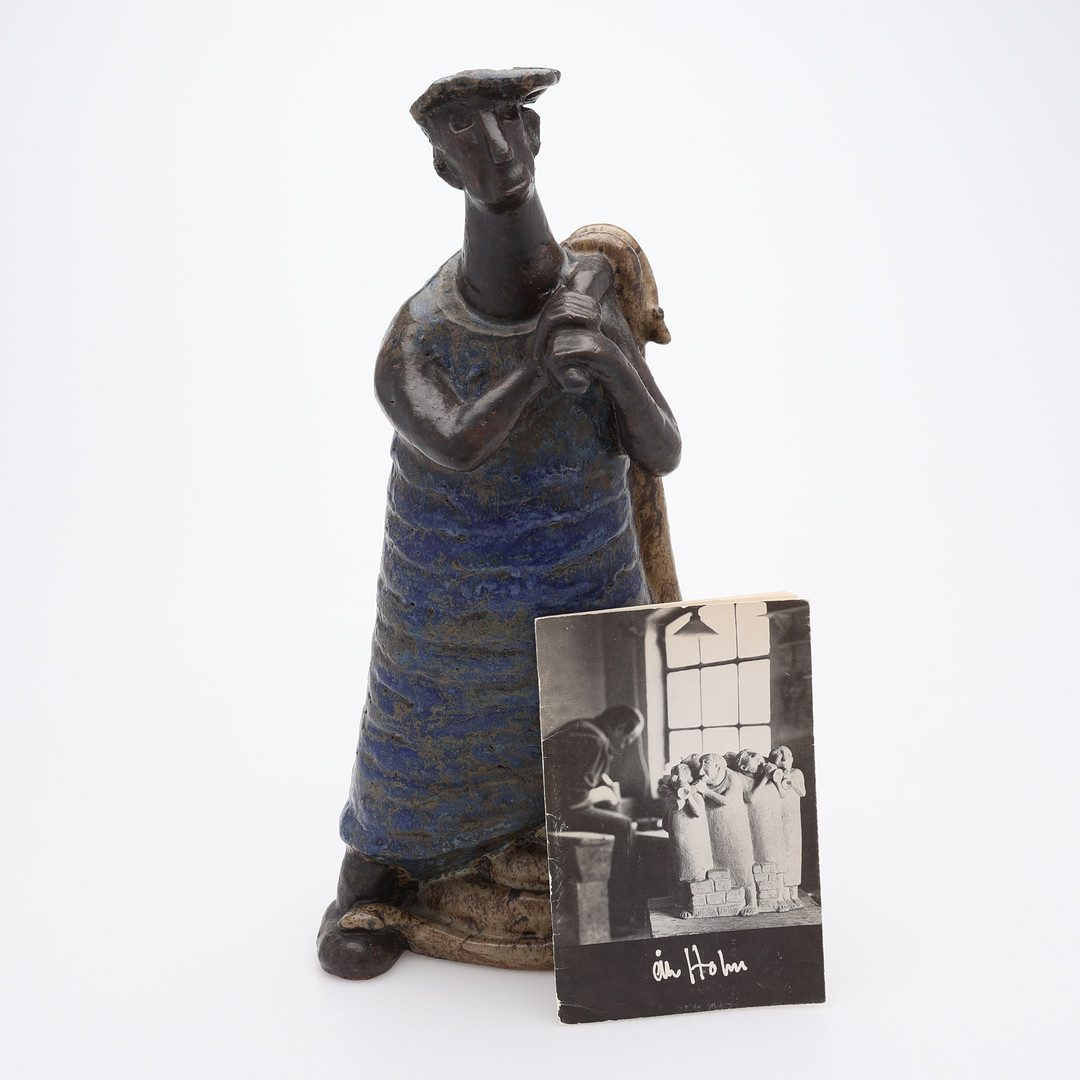 SKULPTUR, GLASERAT STENGODS, "PETRUS FISKAREN", UNIKAT, SIGNERAD.