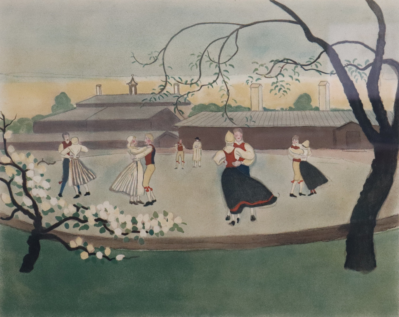 litografi, Midsommardans på Skansen.