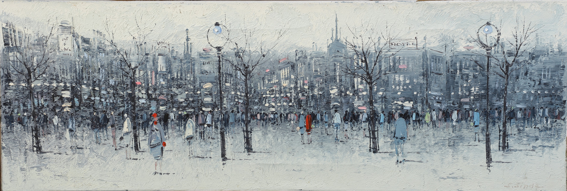 "Motiv från Place-Pigalle", olja på duk, signerad och daterad a tergo 1962.