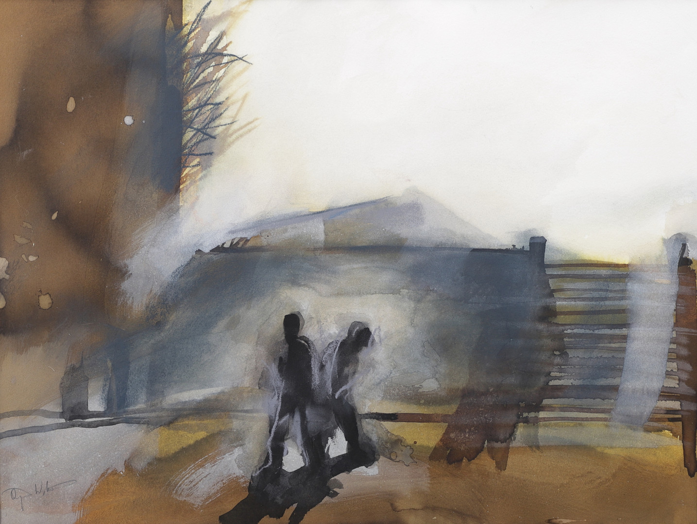 Människogestalter, gouache, signerad.
