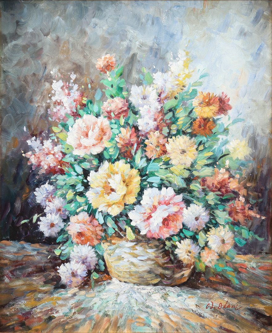 Blomsterstilleben, olja på duk, signerad.