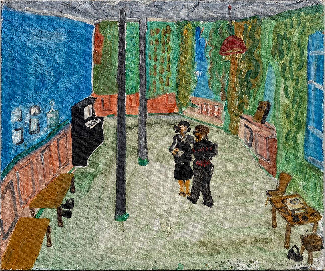 Ensamma kvar på dansgolvet, olja på duk, signerad, dedikation "Till börje", daterad 68.