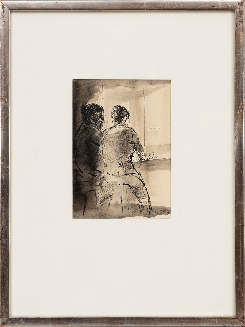 Figurkomposition, blandteknik på papper, signerad, daterad 72.