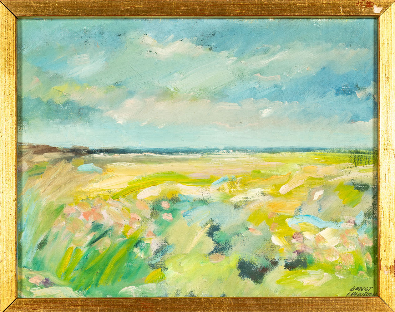 Olja på duk, Landskapsmotiv, Signerad 1900-tal.