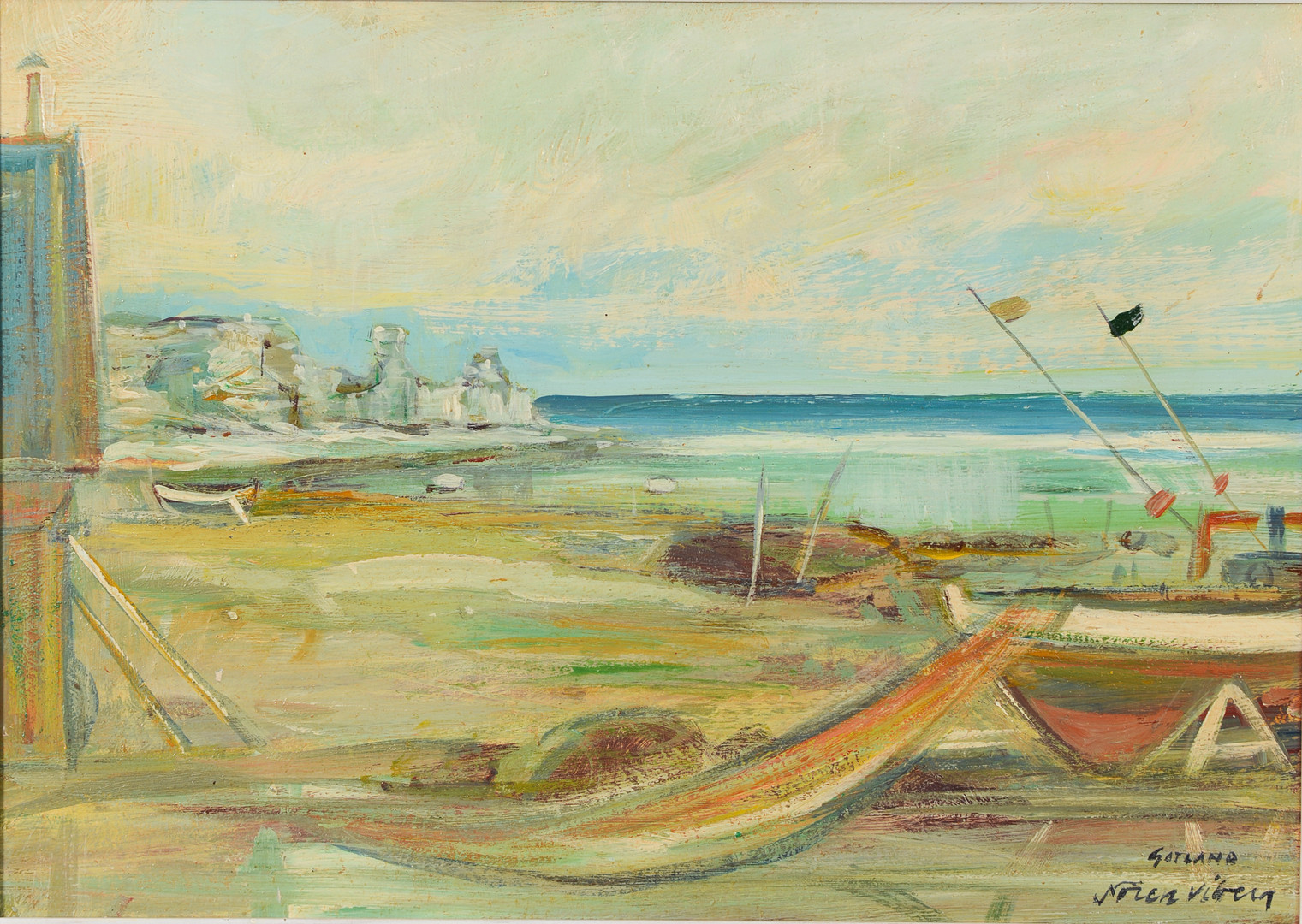 "På Sundret - Gotland", olja på pannå, signerad.