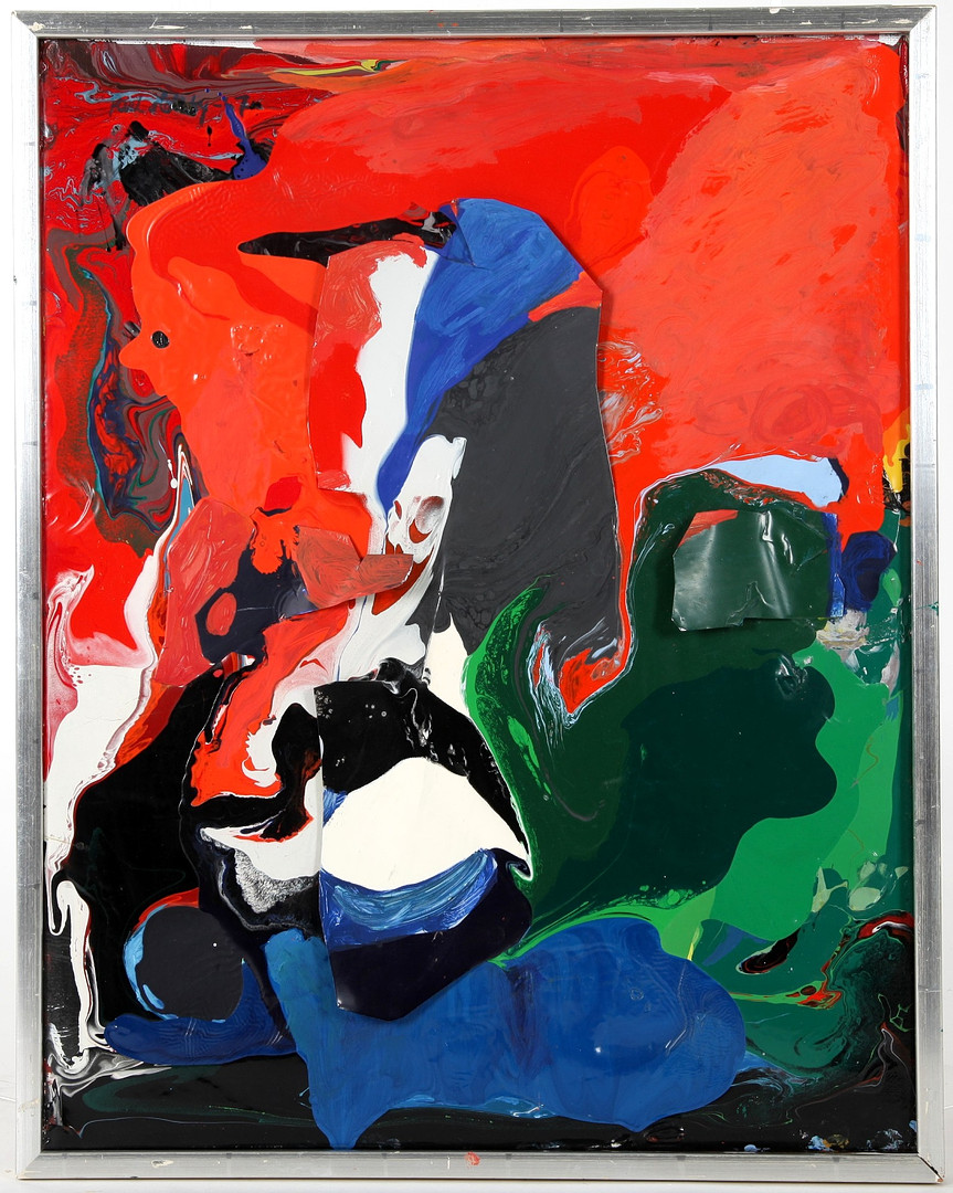 Paul Holsby, 1921-2007. Måleri, "Flickan och fågeln", olja och emalj, signerad, 1970-tal.