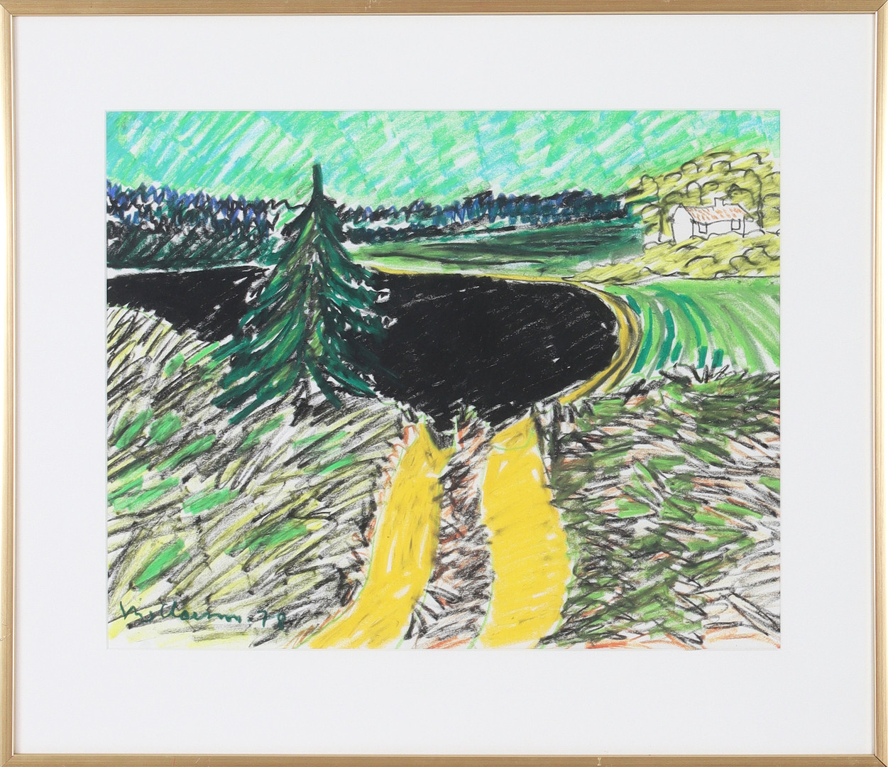 "Åkerlandskap", pastell, signerad och daterad -78.