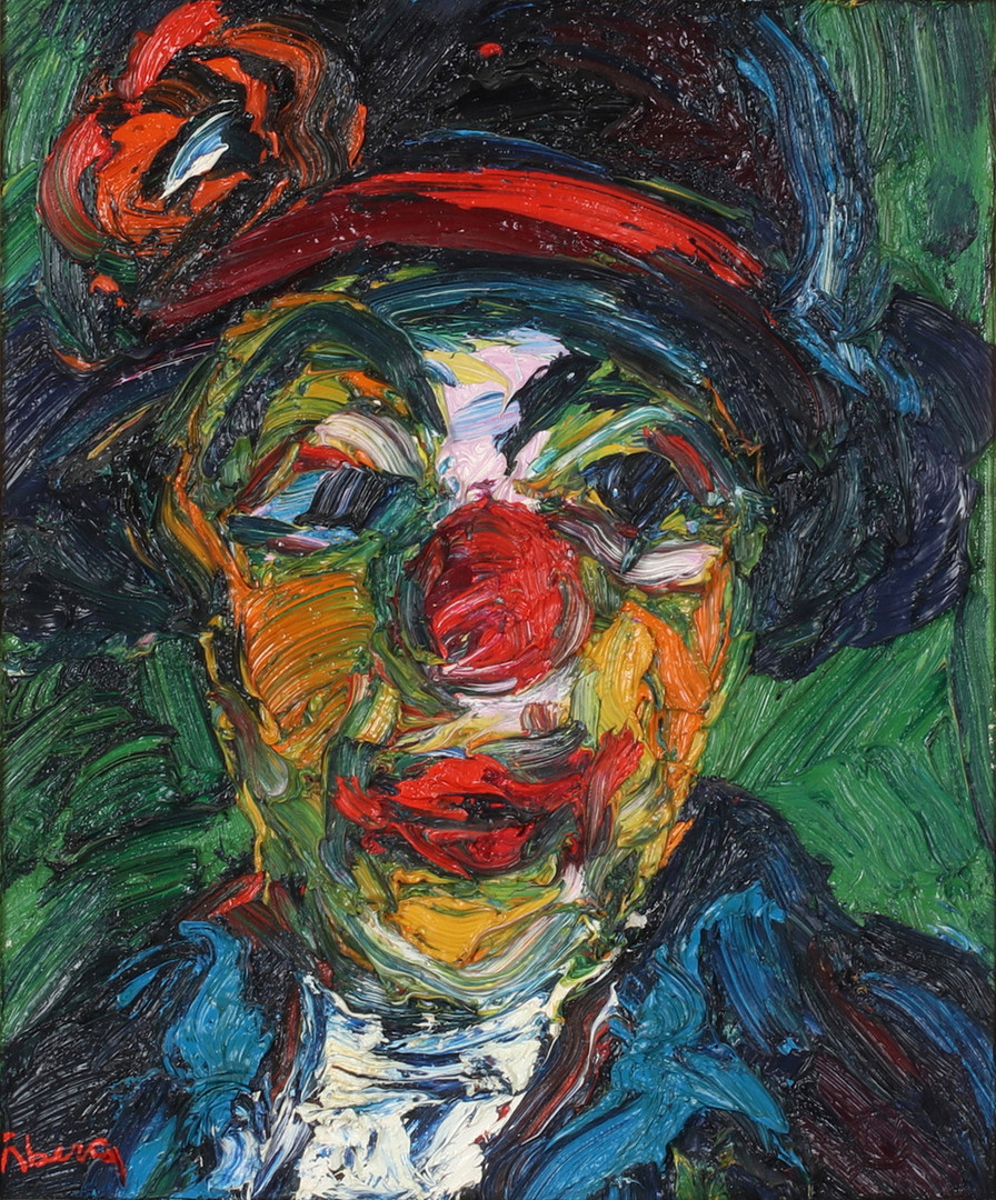 "Clown", olja på duk, signerad.