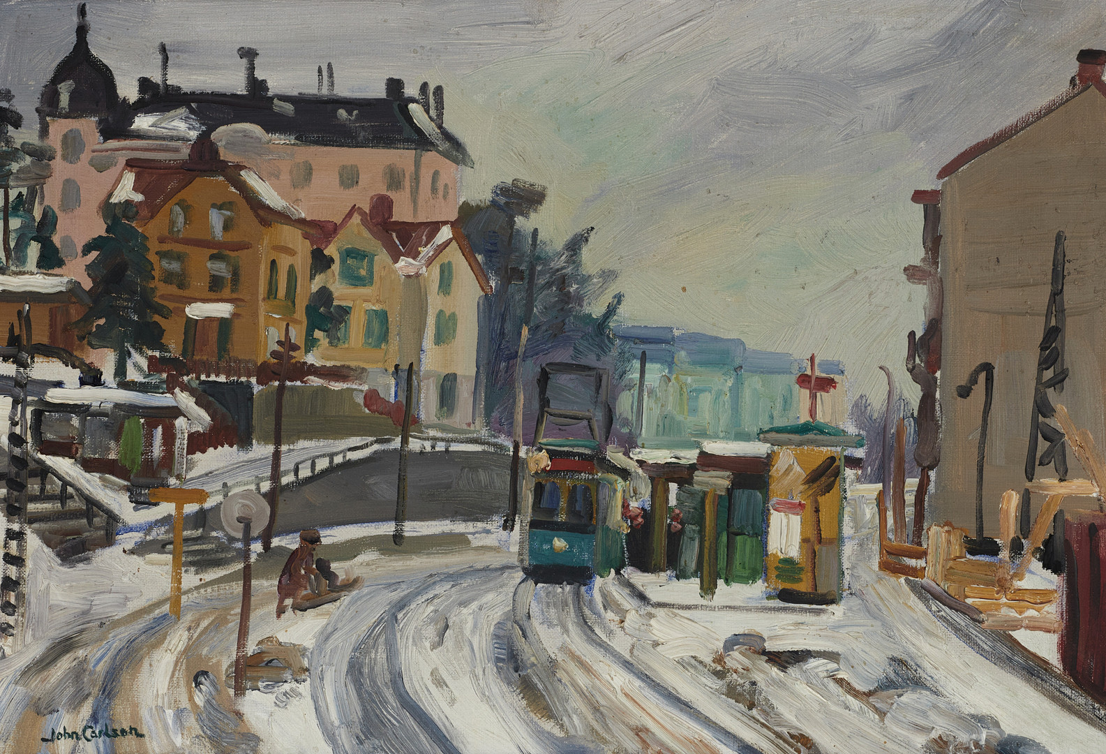 Motiv från Sundbyberg, signerad, olja på duk.