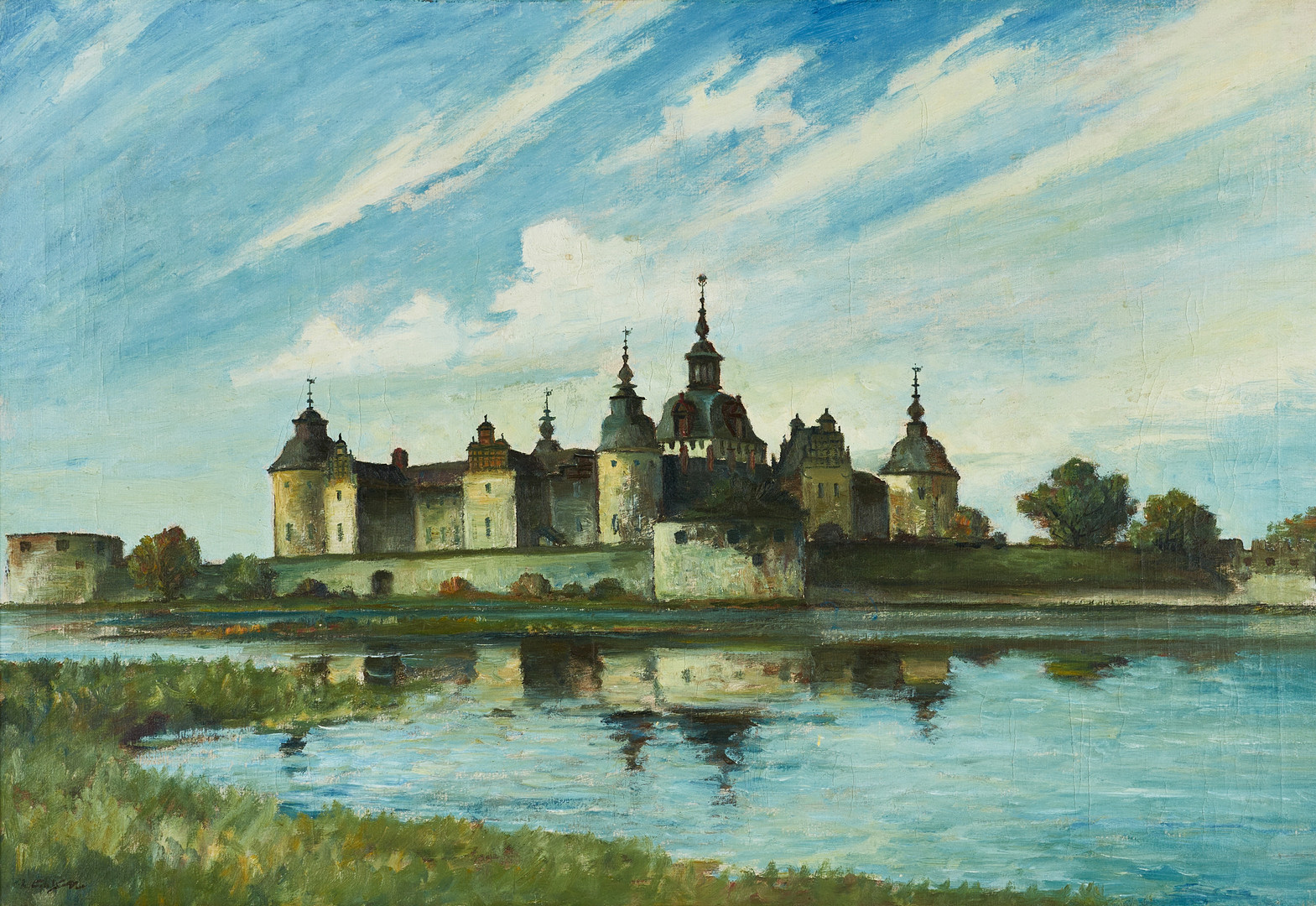 Kalmar slott, signerad, olja på duk.