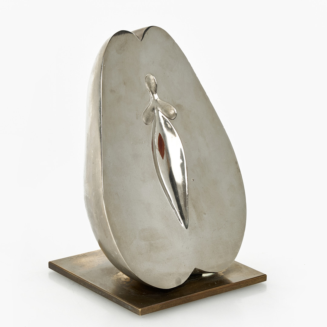 Lars Huck Hultgren, Skulptur, Päron, signerad HUCK, numrerad III/X, brons och vitmetall med bemålning.