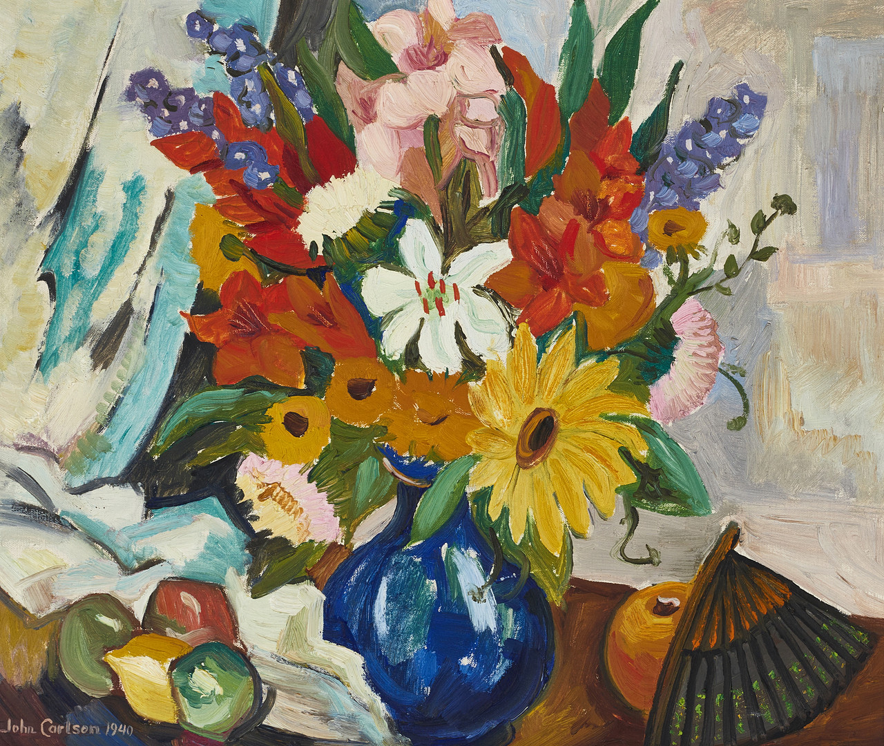 Blomsterstilleben, signerat och daterat 1940, olja på duk.