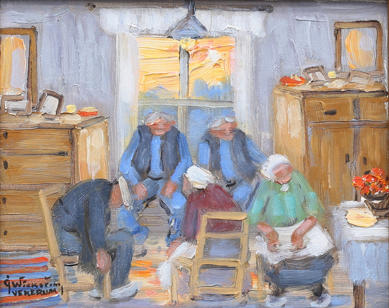 "Vila i kvällen händelse 1941", olja på duk, signerad, Vekerum.
