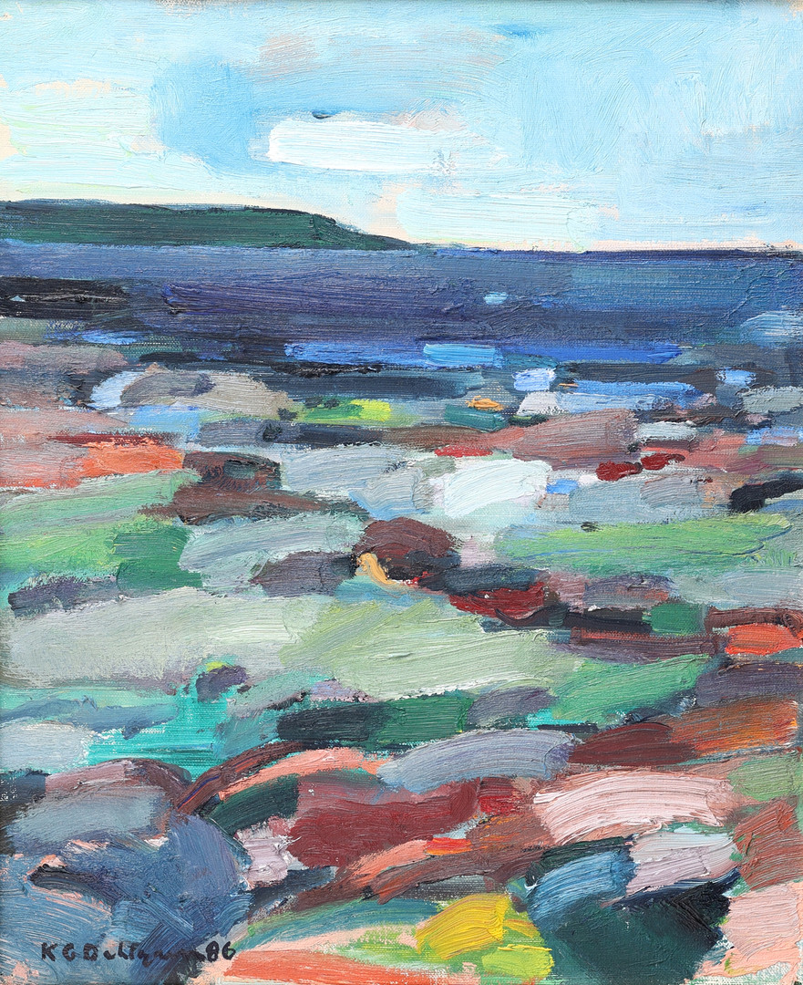 Olja på duk, "Havsstrand", signerad.