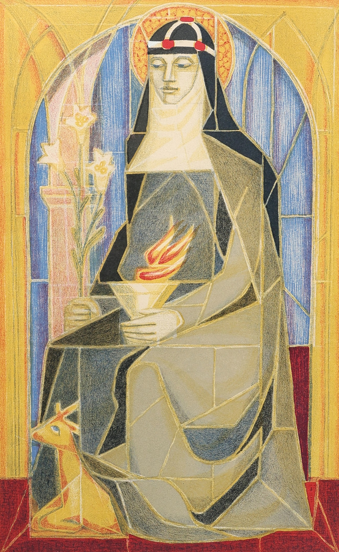 Litografi, Sankta Katarina av Vadstena, signerad, numrerad 100/150.