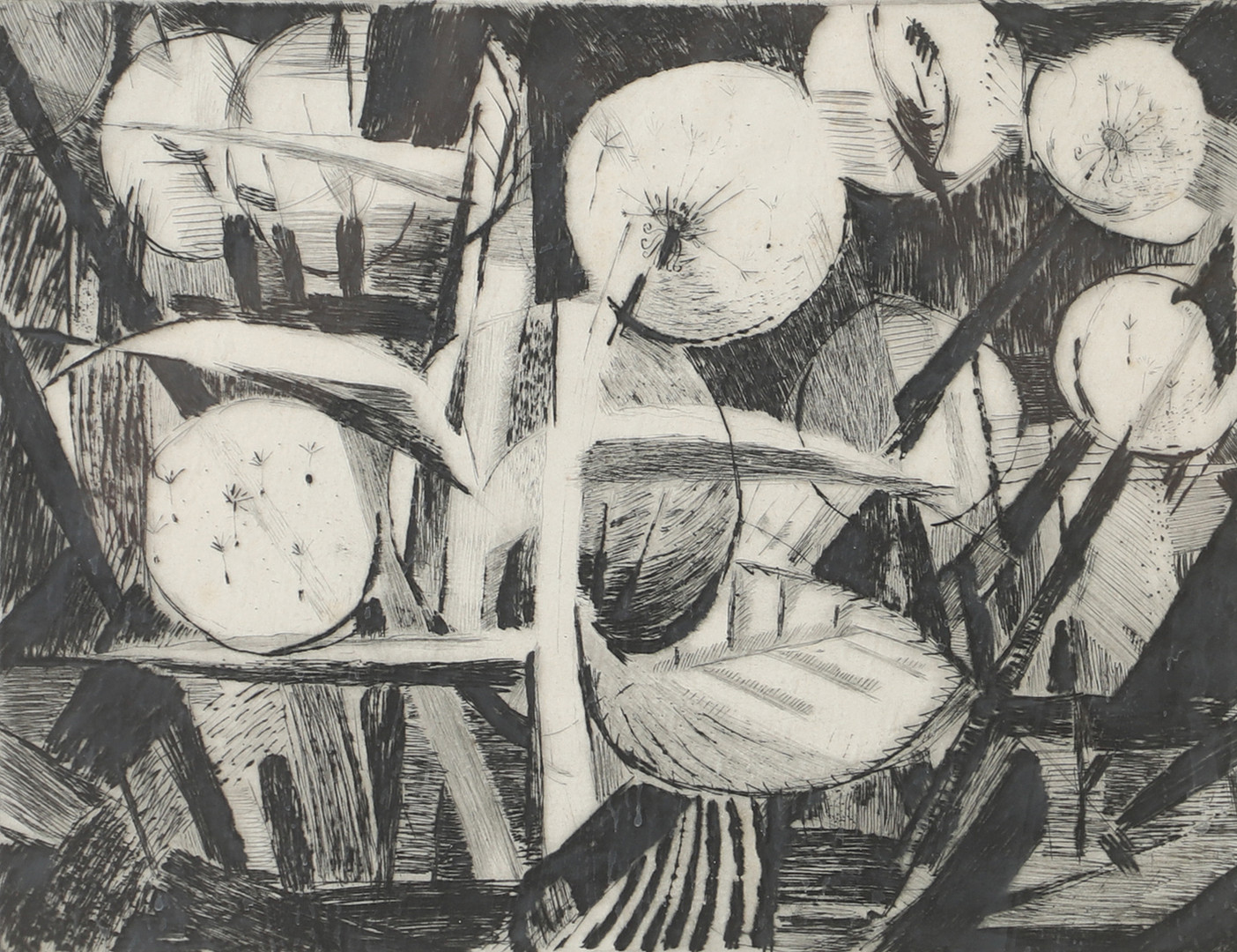 "Maskrosbollar I", etsning, signerad -56.