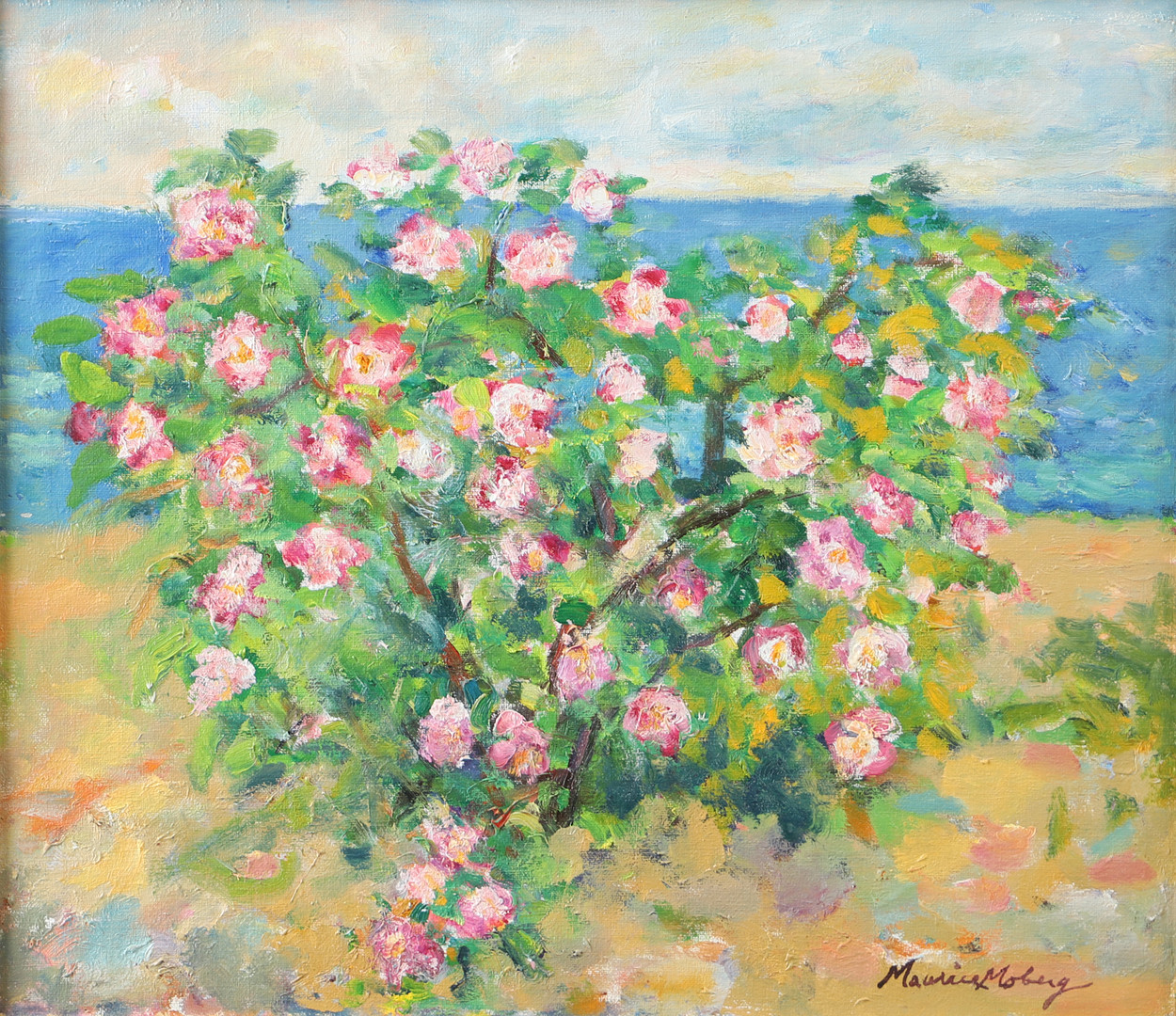 Maurice Moberg, "Vildros Hovs Hallar 1982", olja på duk, signerad.