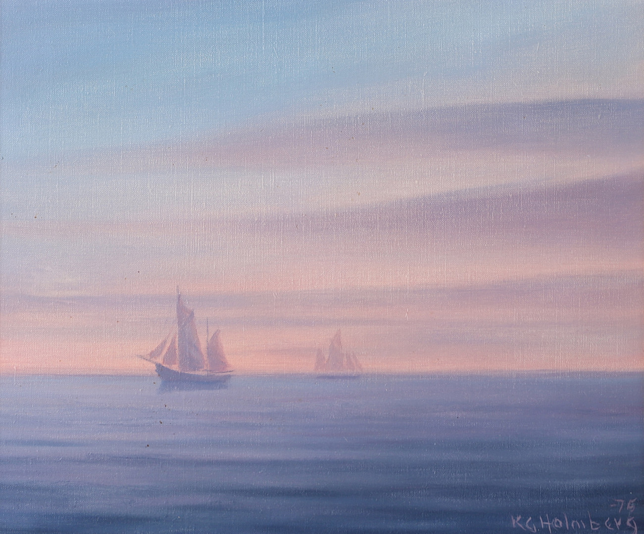Marinmotiv, olja på duk, signerad KG Holmberg -75.