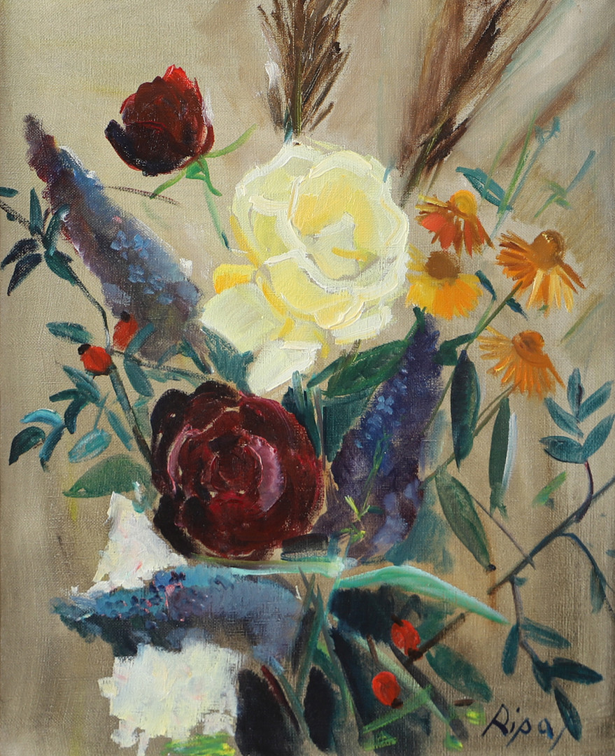 Blomsterstilleben, olja på duk, signerad Ripa.