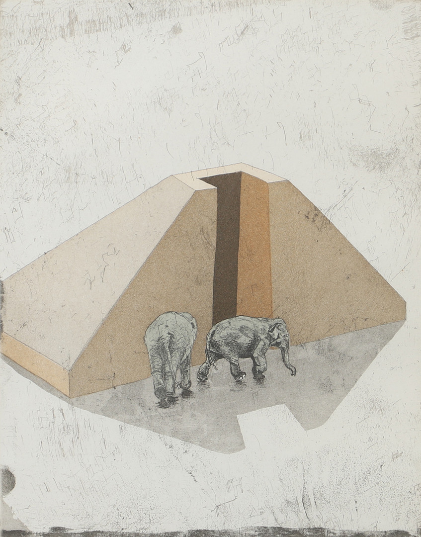 "Elephant walk I", etsning, signerad.