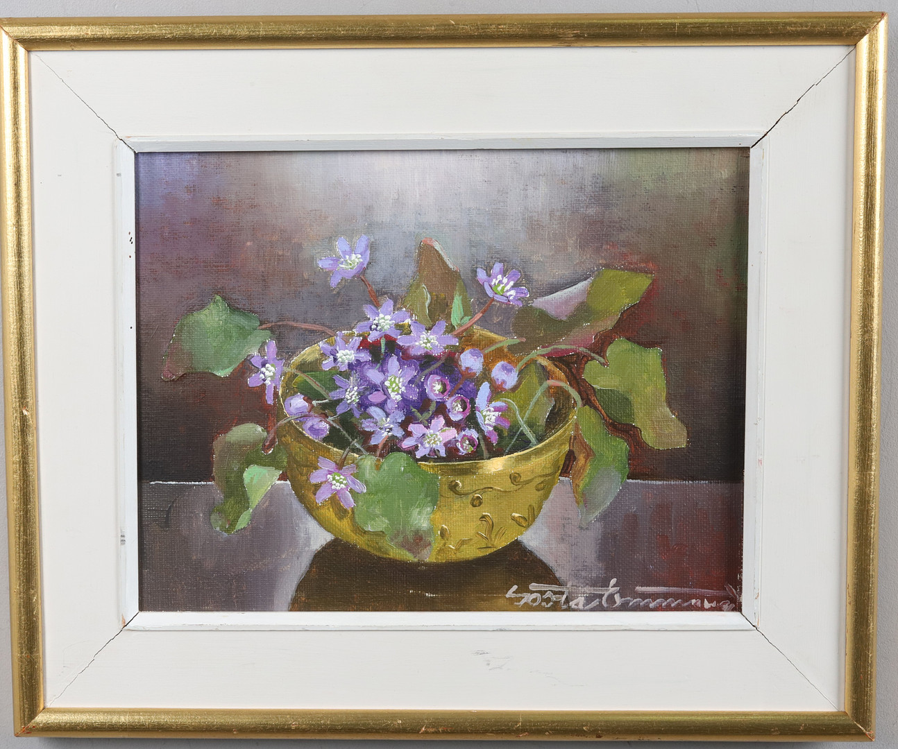 Olja på duk, Blomsterstilleben, signerad.