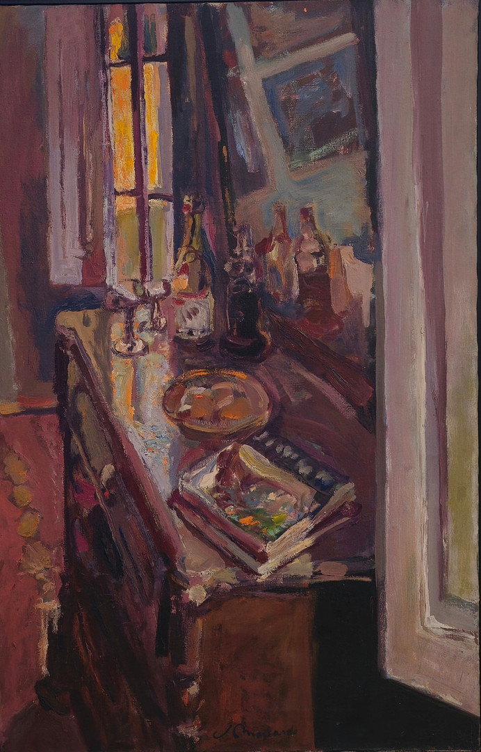 "Interior estudi". Óleo sobre lienzo.