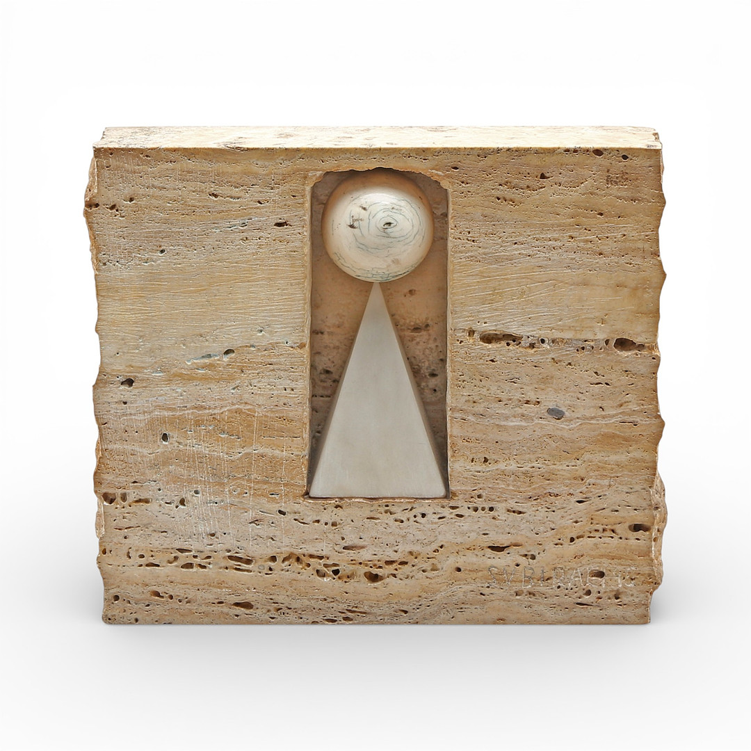 Pyramid and sphere.