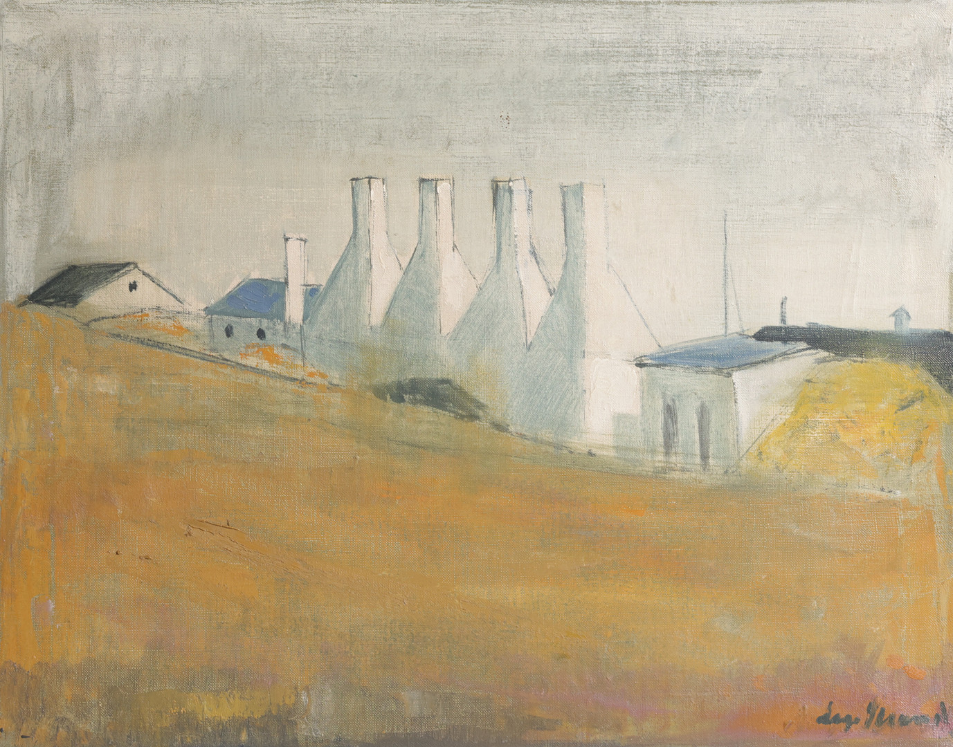 Parti fra Bornholm, olie på lærred. Sign. Aage Strand, dateret på bagsiden, 1956.