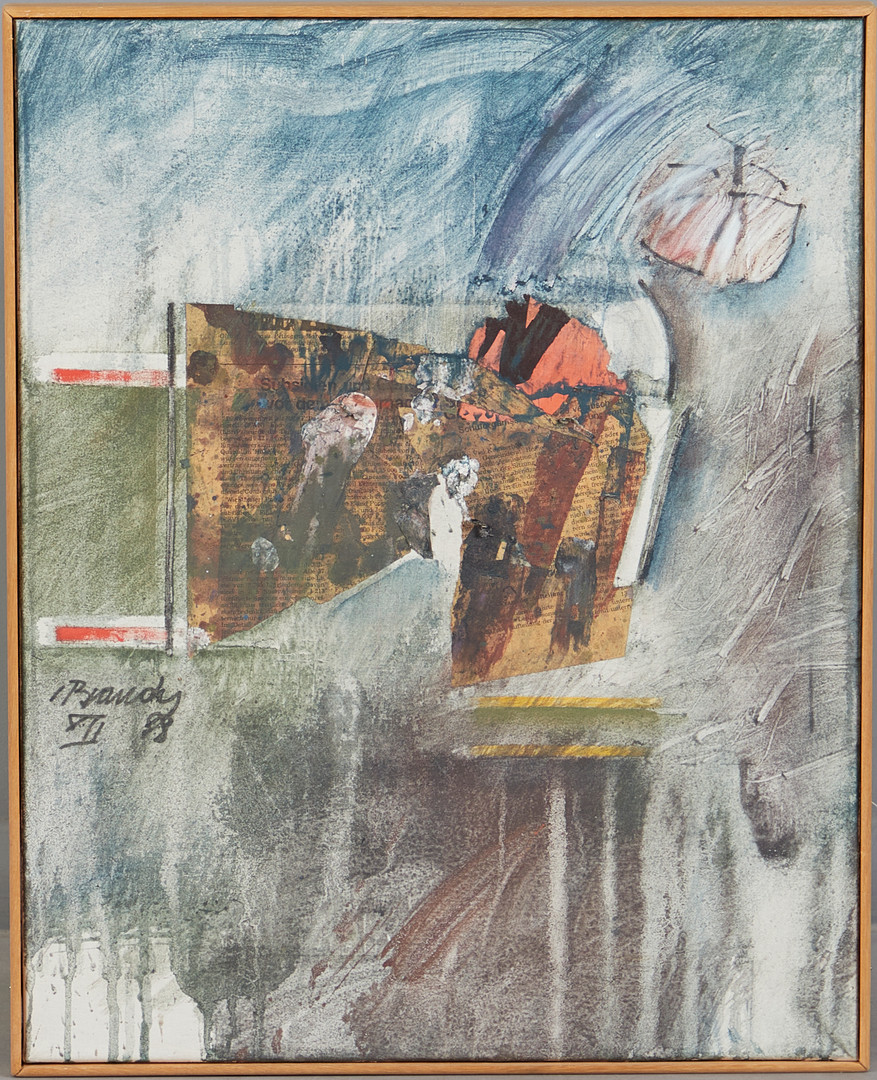 Ohne Titel (Komposition mit Blau und Braun), 1988, Mischtechnik.