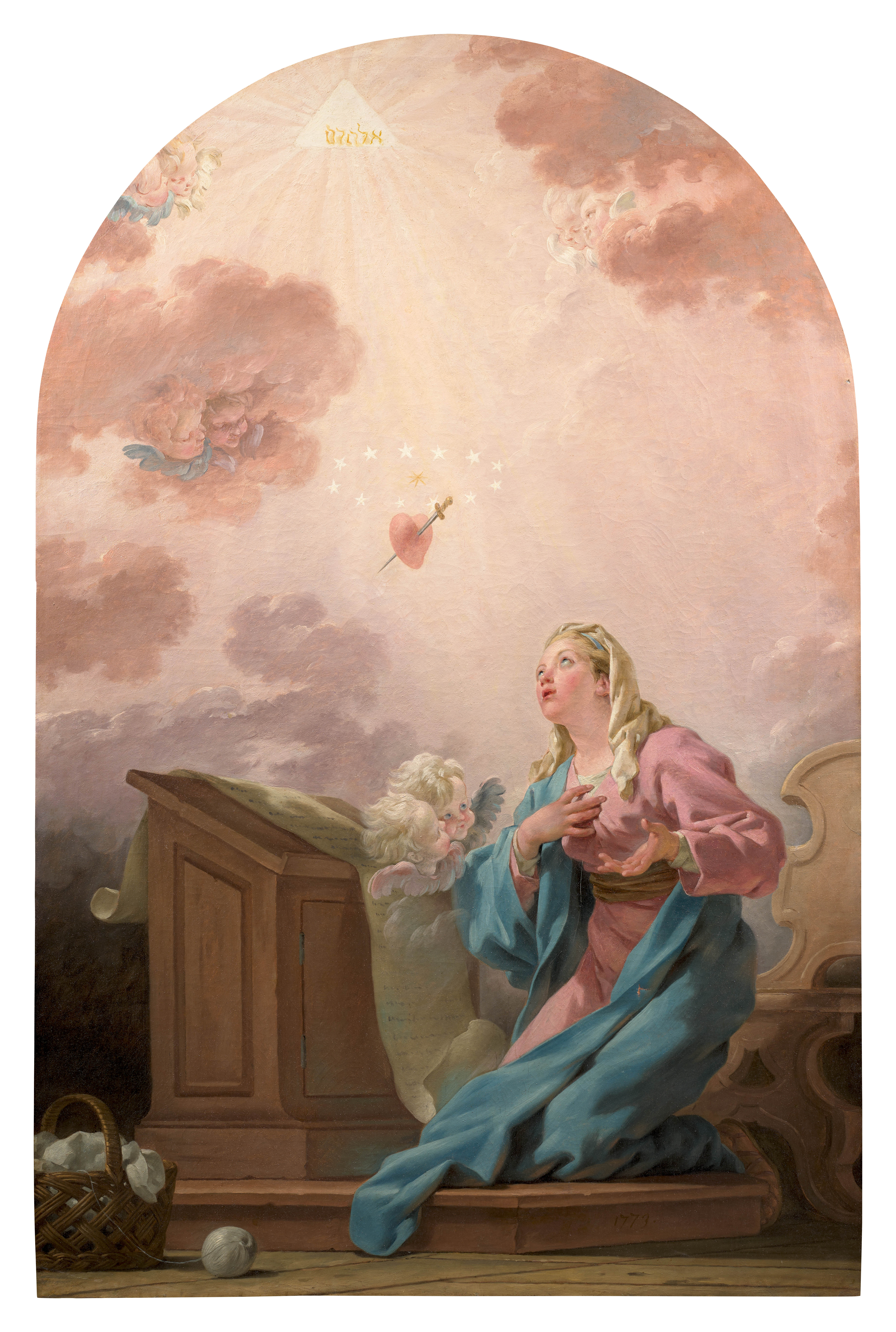 La Vierge en prière devant le Coeur Immaculé