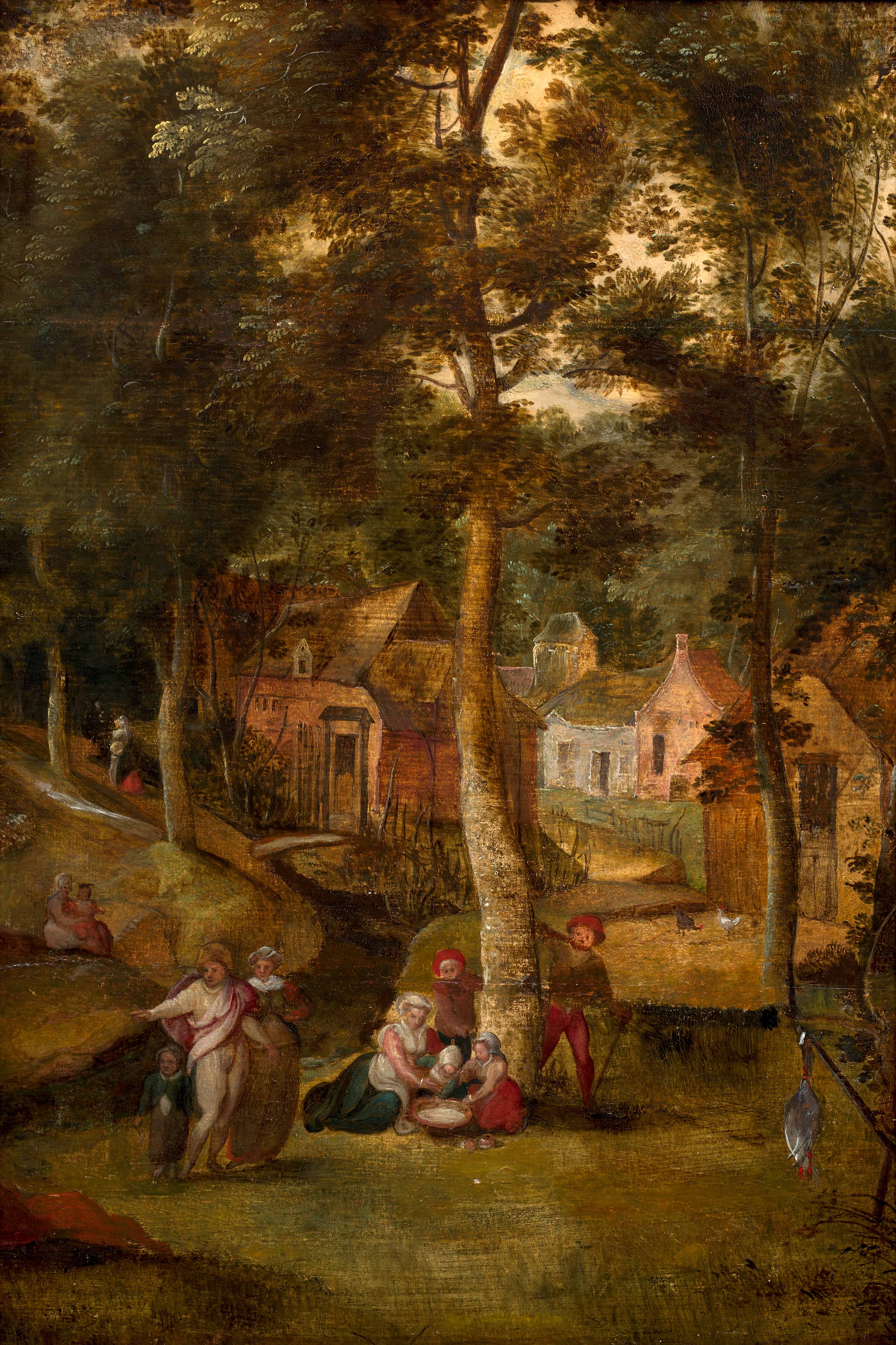 Famille à l'orée d'un village