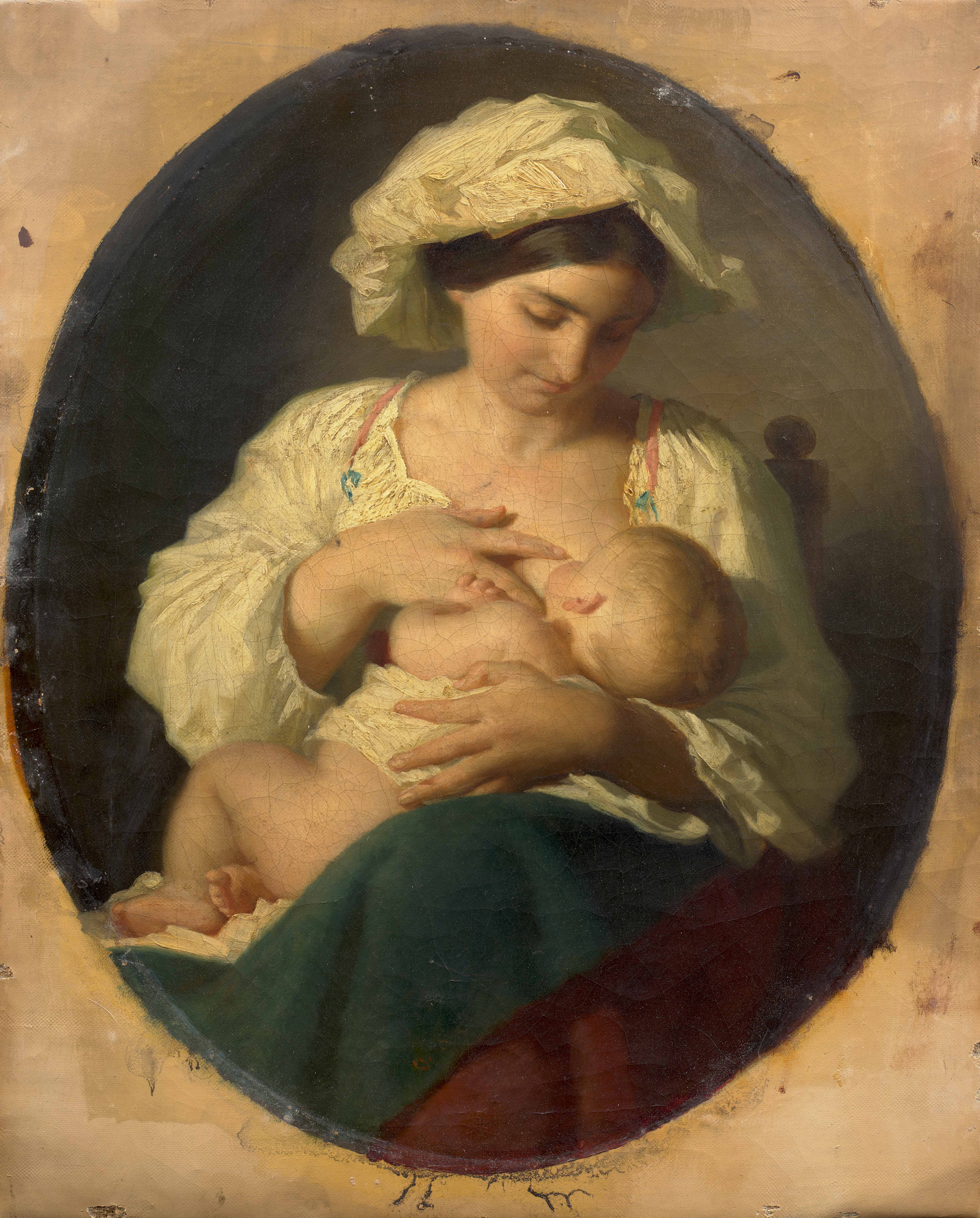 La belle italienne donnant le sein à son enfant