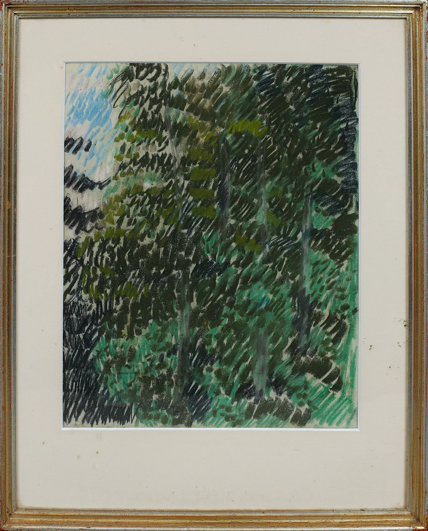 Lövverk, Pastell, signerad.