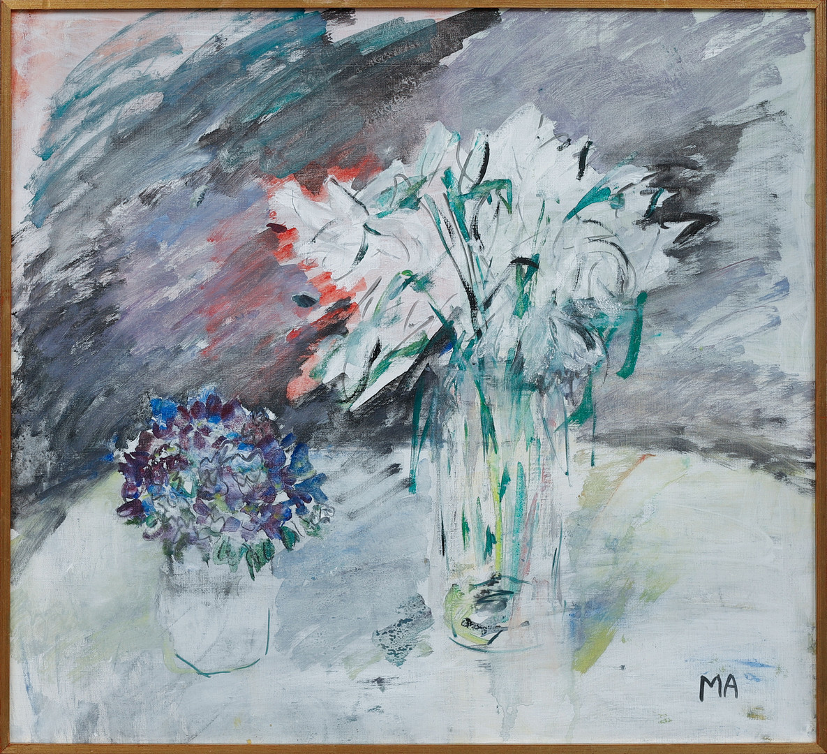 Blomsterstilleben, olja på duk, signerad.