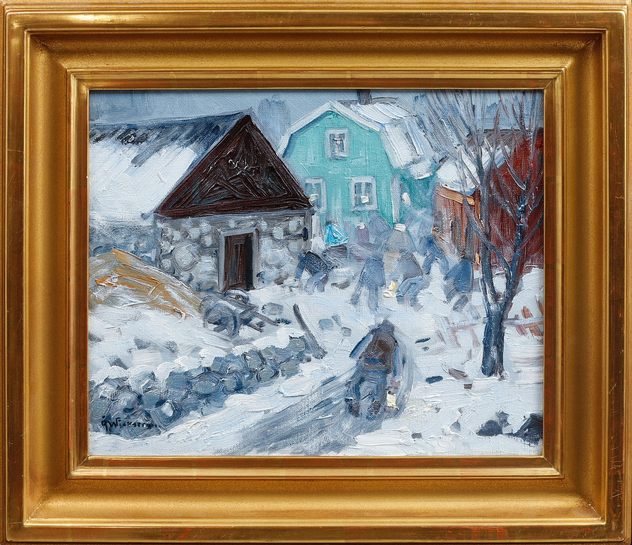 "Kalas hos Johan", olja på duk, signerad.