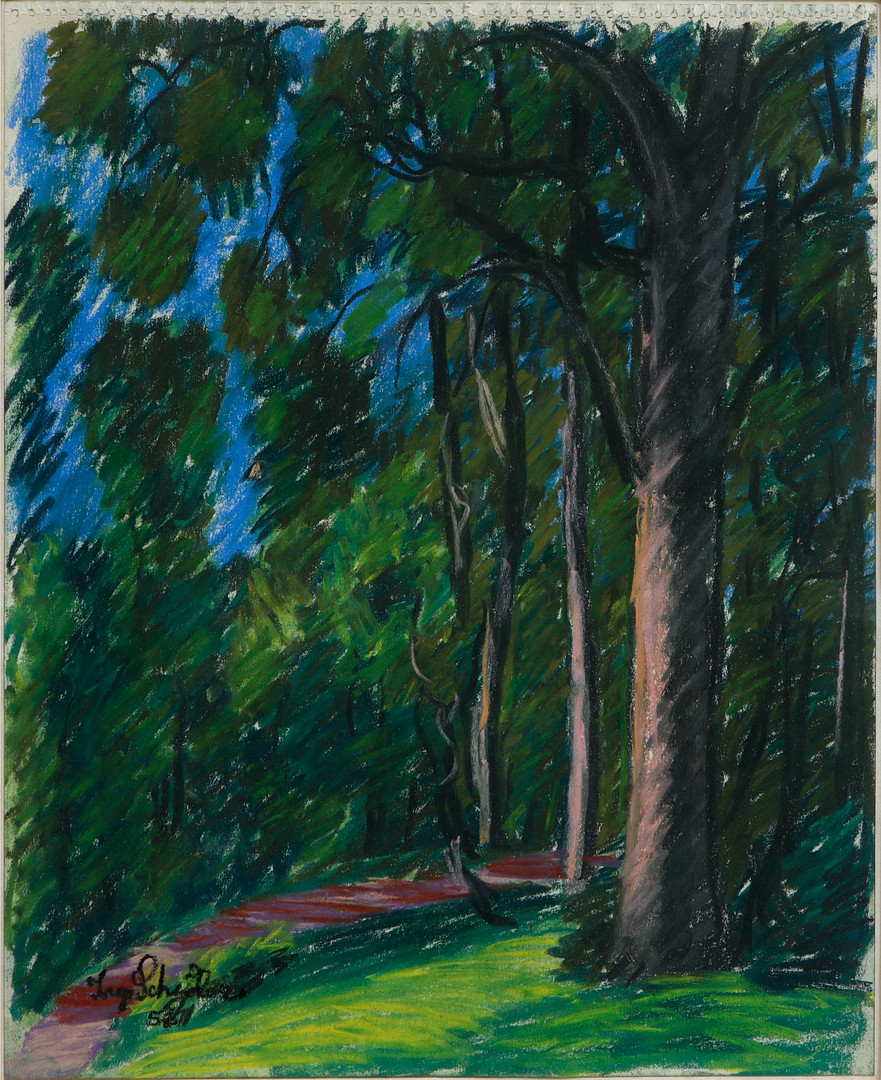 Skogsstig St.Jörgen september 56. Pastell.