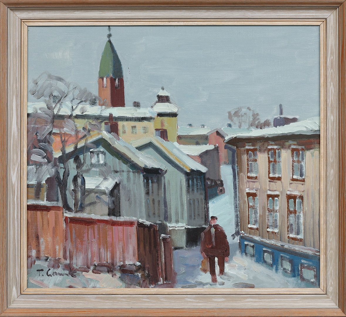 "Hästskovägen, Masthugget", olja på duk, signerad.
