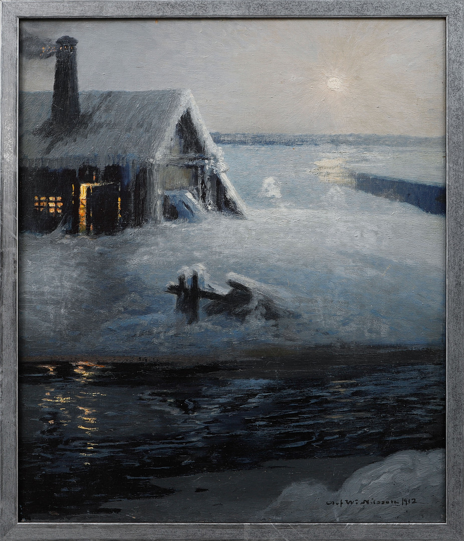 Vinterbild, olja på duk, signerad och daterad 1912.