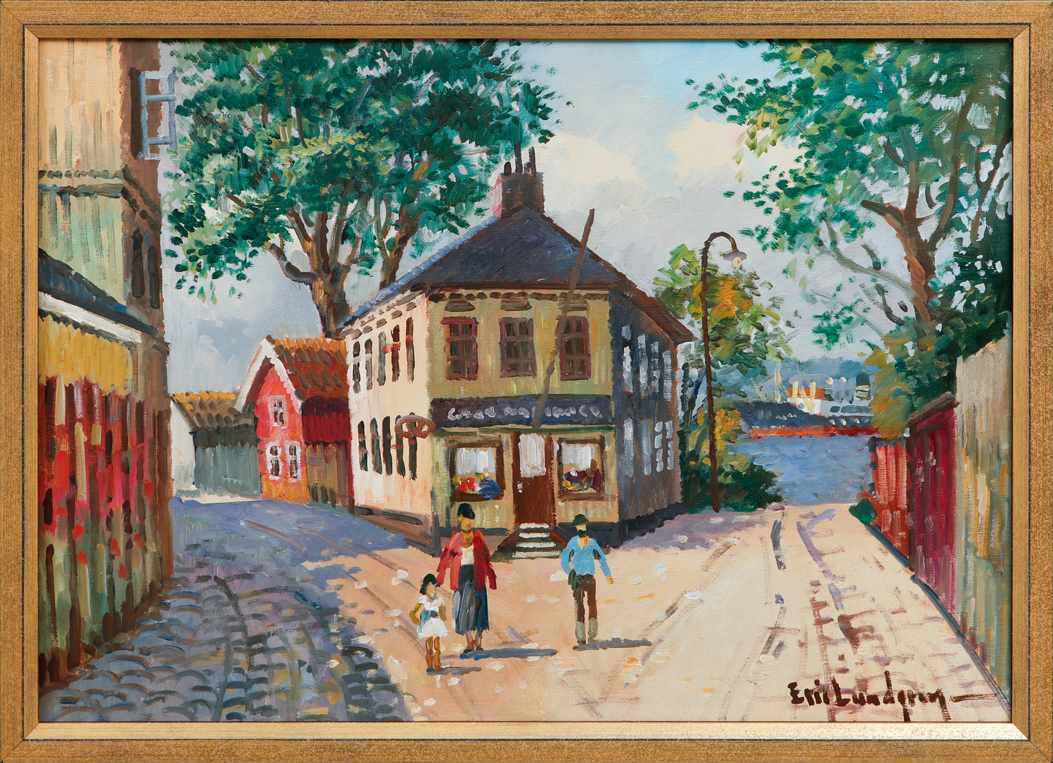 Gatubild Göteborg. Olja på duk, signerad.