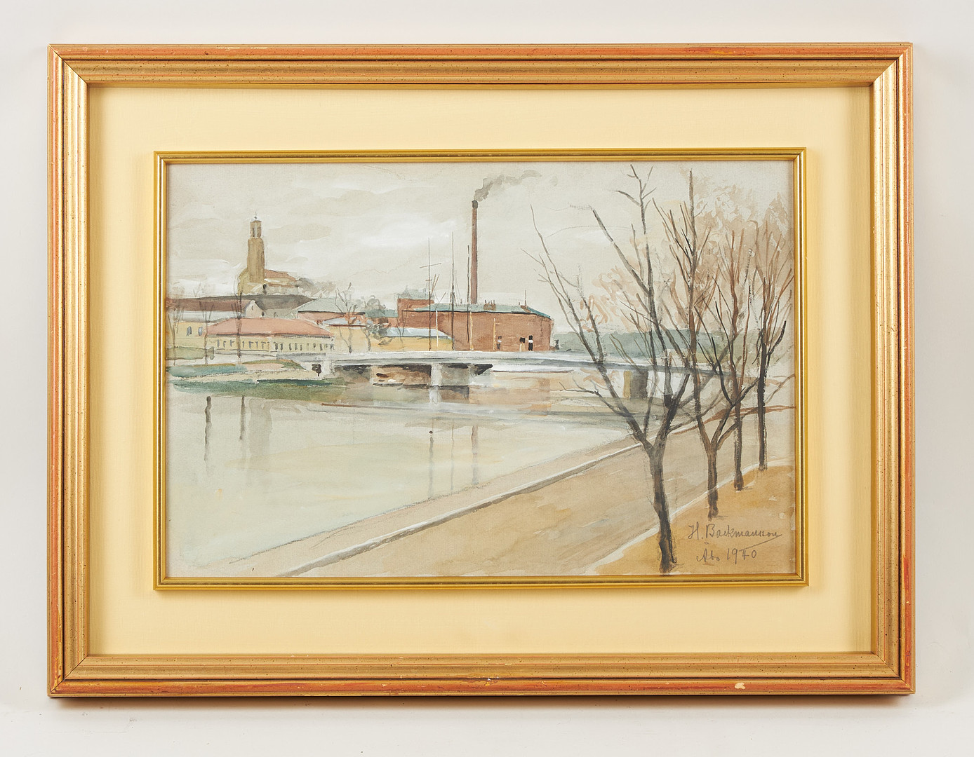 Martinsbron i Åbo, signerad samt daterad 1940, blandteknik och akvarell.
