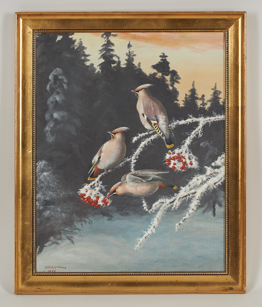 Sidensvansar, signerad samt daterad 1909, olja på duk.