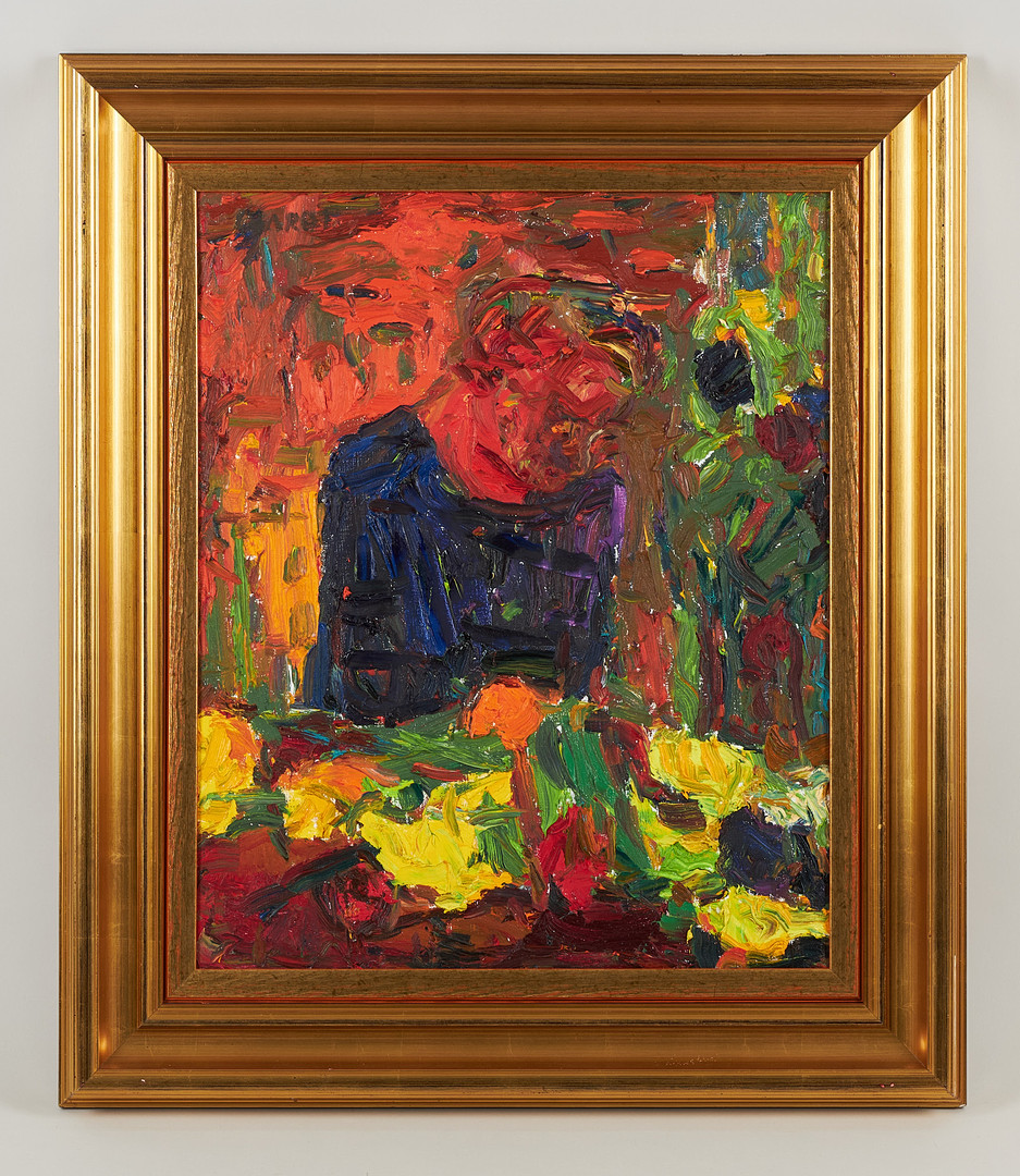 Torghandlaren, signerad, a tergo signerad samt daterad 1988, olja på duk.