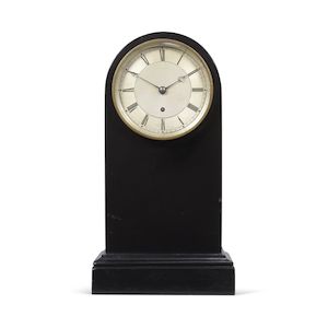 A mid 19th century black marble mantel timepiece Budgen, Croydon