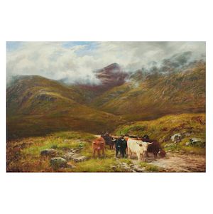 Louis Bosworth Hurt, Louis Bosworth Hurt (British, 1856-1929) Cattle in a highland glen