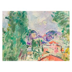 George Leslie Hunter, George Leslie Hunter (British, 1877-1931) Rooftops, South of France (Dateable to 1928)