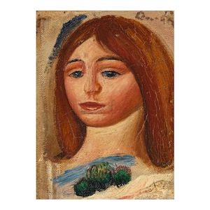 Tête de femme et paysage, also titled L'Italienne 4 3/4 x 3 9/16 in (12.1 x 9 cm) (Painted circa 1885)