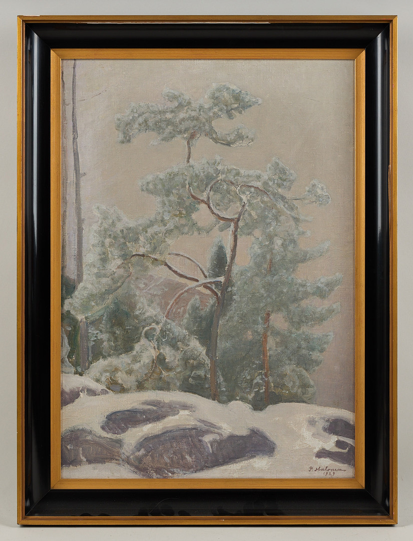 Pekka Halonen, Tall på klippan, signerad samt daterad 1929, olja på duk.