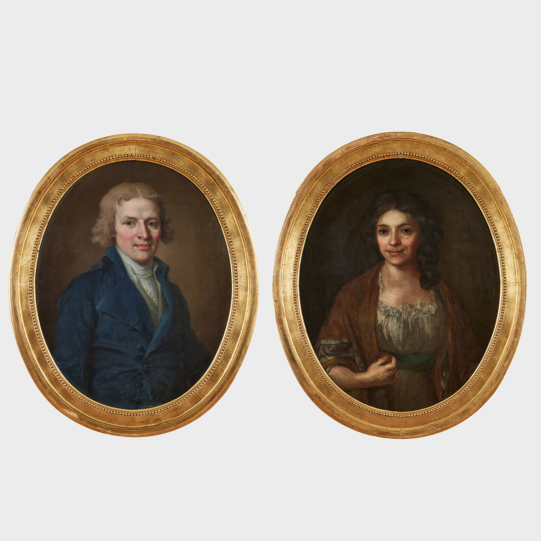 Ett par porträtt föreställande Johannes Hazelius (1758-1828) och hans maka Lovisa Dorotea Hazelius, född Keyser (1771-1850).