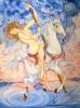 Seppo Arina, Mixed Media Original on canvas Woman on a horse