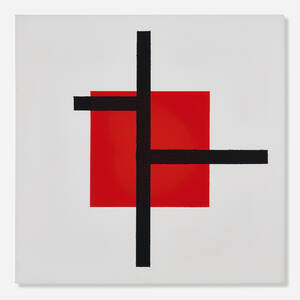 Untitled (Black Lines, Red Square)